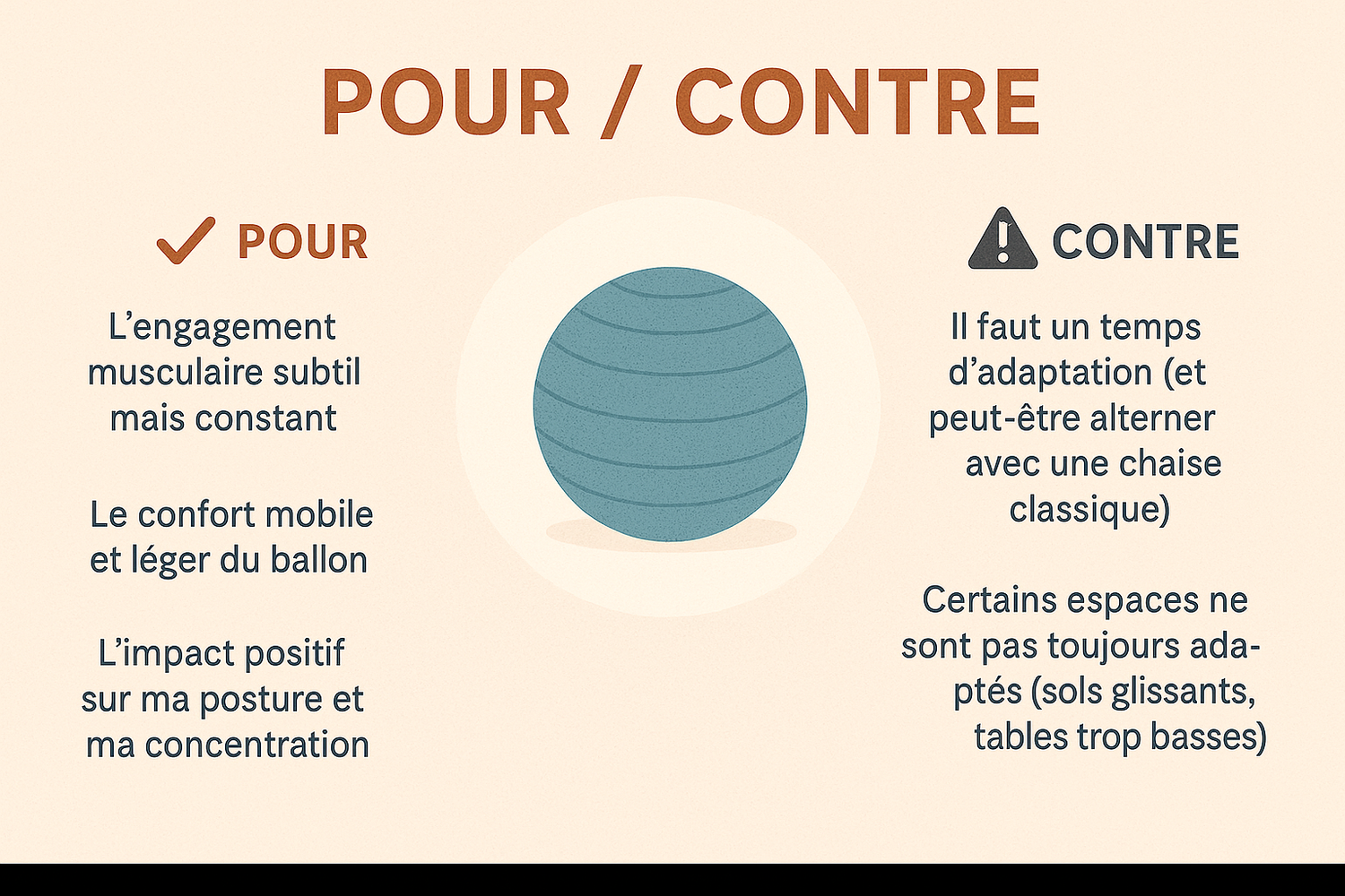 Les avantages et inconvénients des ballons d'assise.